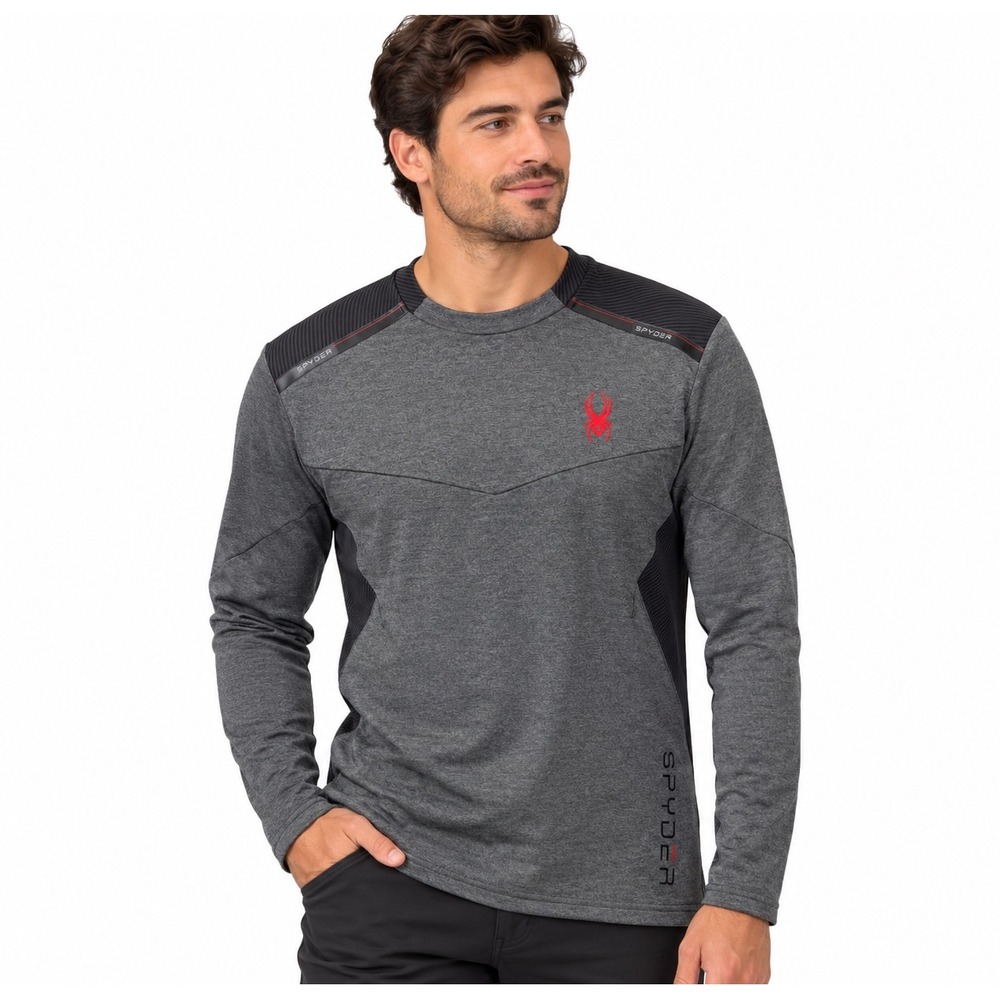Spyder Active Mens Long Sleeve Performance Shirt Gray Black Small NWT